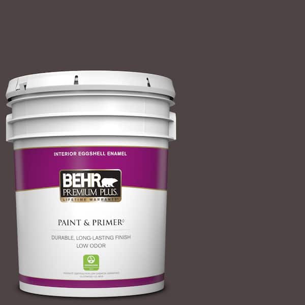 BEHR PREMIUM PLUS 5 gal. #N110-7 Black Garnet Eggshell Enamel Low Odor Interior Paint & Primer