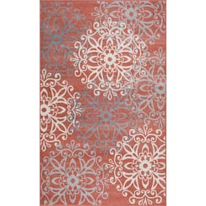 Leigh Ginger 5 ft. x 8 ft. Rectangle Abstract Geometric Polypropylene Area Rug