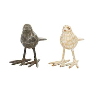 Gold Metal Bird Sculpture (Set of 2)