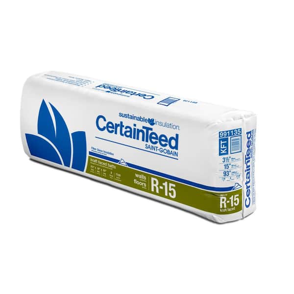 CertainTeed R15 Kraft Faced Fiberglass Insulation Batt 15 in. X 93 in. (8-Pieces)
