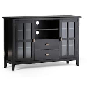 Artisan Solid Wood 53 in. Wide Transitional TV Media Stand in Black for TVs up to 60 in
