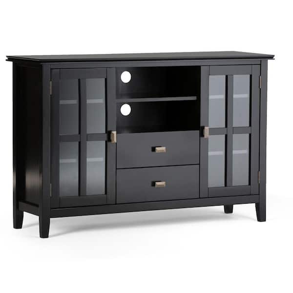 Simpli Home Artisan Solid Wood 53 in. Wide Transitional TV Media Stand in Black for TVs up to 60 in.