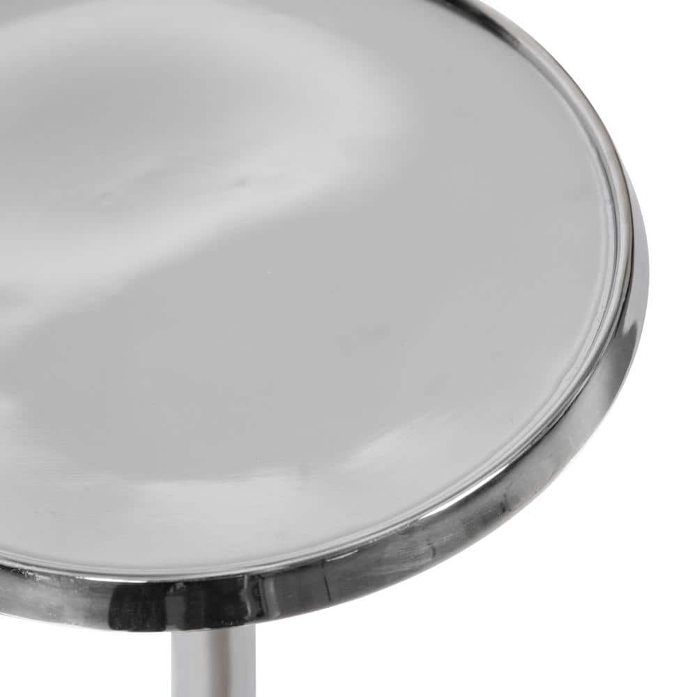 Elegant Sanzo Silver Metal Round Pedestal Side Table