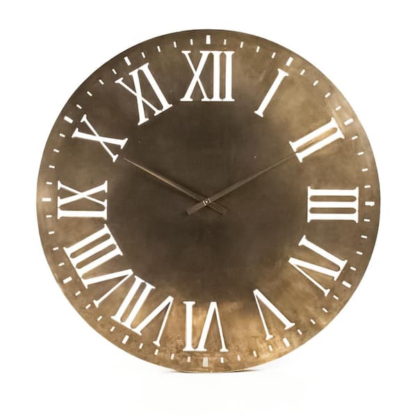 Zentique Distressed Gold Cutout Roman Numeral Laure Clock