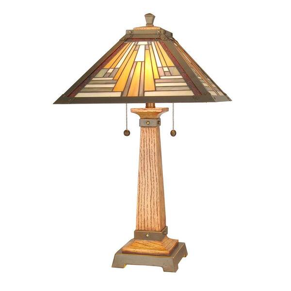 Dale Tiffany 26.75 in. Thunder Bay Antique Brass/Mahogany Table Lamp