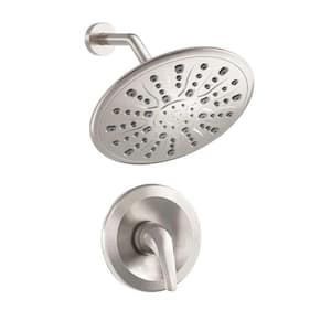 Single Handle 1-Spray Round Shower Faucet Head In Brushed Nickel (Valve Included)