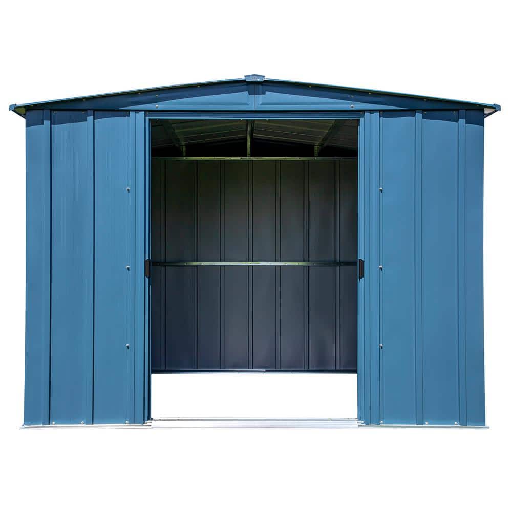 8 ft x 6 ft Blue Grey Galvanized Steel Storage Shed