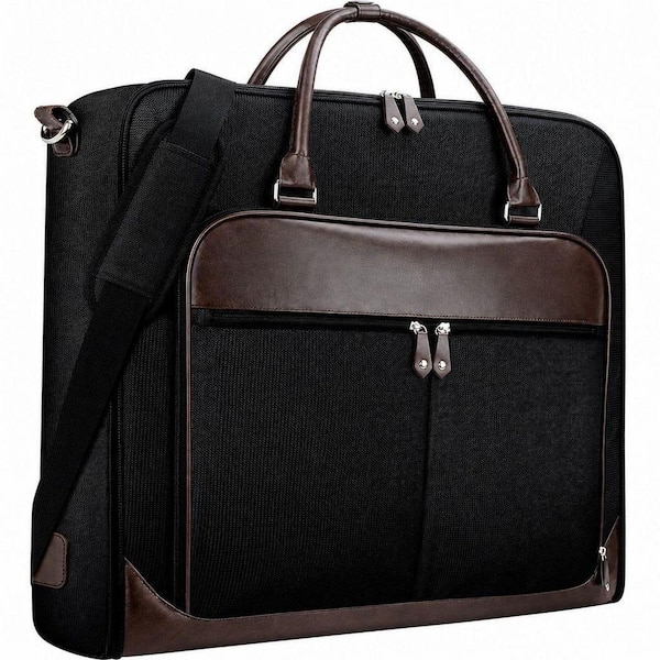 47 in. Black Garment Bag, Waterproof 1680D Polyester with Multi Pockets & Laptop Sleeve, Convertible for Business Travel