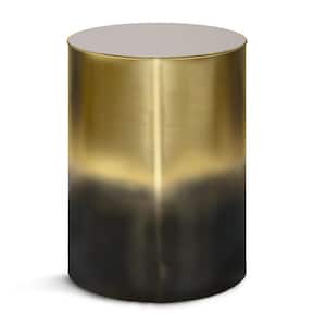 Curtis Industrial 16 in. Wide Metal Cylinder Accent Table in Ombre Black/ Gold, Fully Assembled