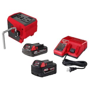 M18 18-Volt Lith-Ion 175-Watt Powered Compact Inverter w/ One 5.0 Ah and One 2.0 Ah Battery and Charger