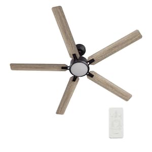 Essex II 60 in. Dimmable LED Indoor/Outdoor Black Smart Ceiling Fan with Light and Remote, Works with Alexa/Google Home