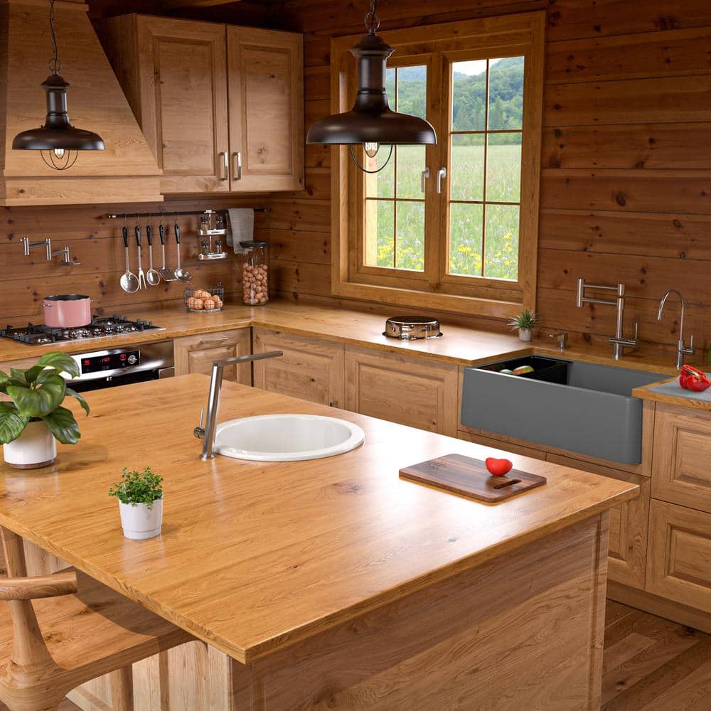 Titanium 33'' Granite Composite Single Bowl Farmhouse Sink