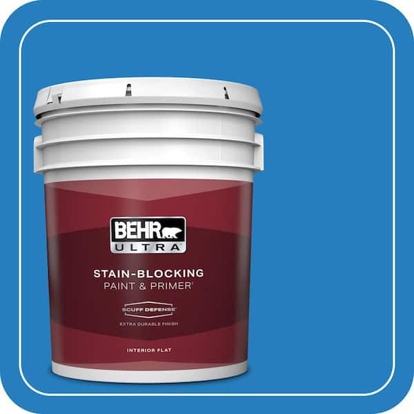 BEHR ULTRA 5 gal. #P510-6 Brilliant Blue Extra Durable Flat Interior Paint & Primer