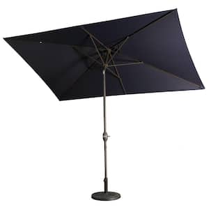 10 ft. Aluminum Rectanglar Market Patio Umbrella in Navy Blue