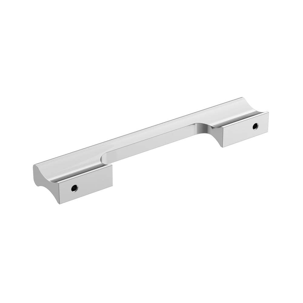 Polished Chrome Modern Bar Cabinet Pull with Mounting Hardware