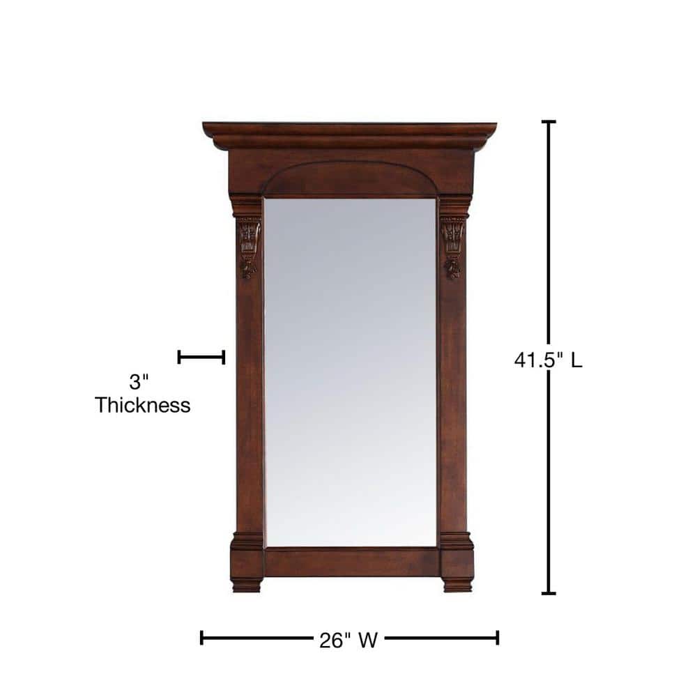 Warm Cherry Rectangular Wood Framed Bathroom Vanity Mirror