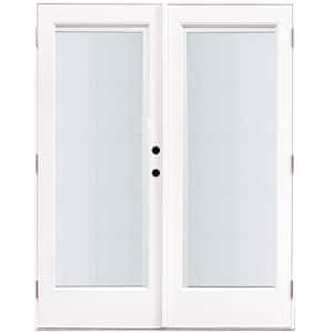60 in. x 80 in. Fiberglass Smooth White Left-Hand Outswing Hinged Patio Door with Built in Blinds