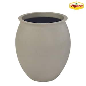 15 in. Brentwood Large Off-White Smooth Concrete Resin Composite Planter (15 in. D x 16.9 in. H)