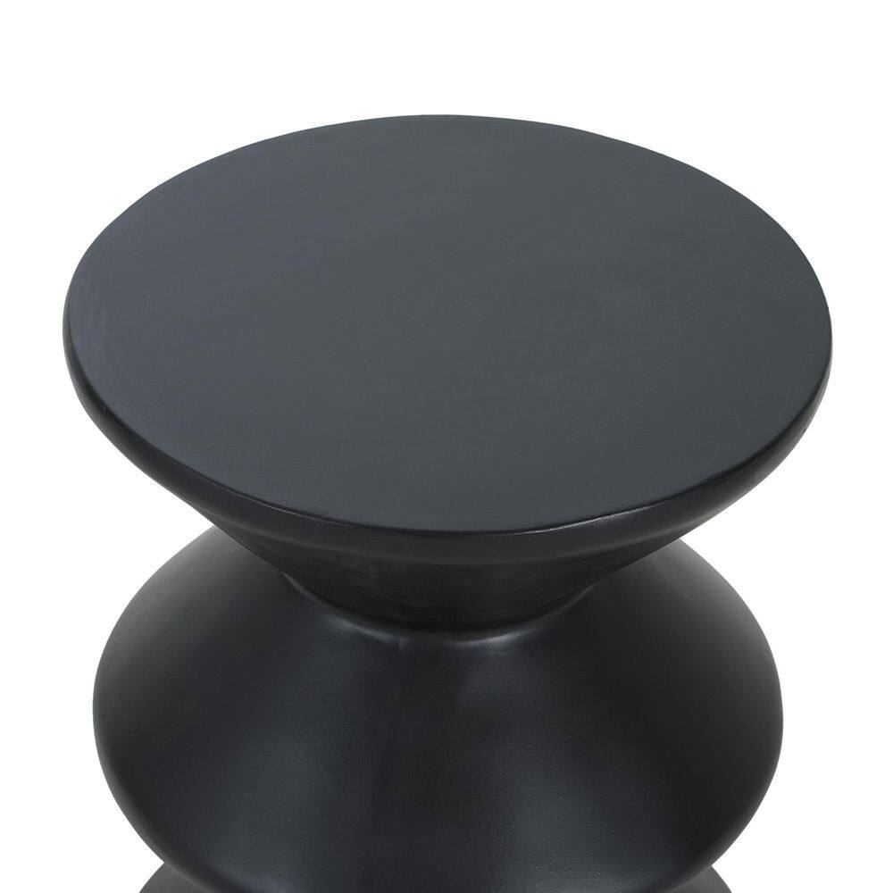 Beauden 13.75 in. Black Short Round Concrete End Table - thumbnail 7