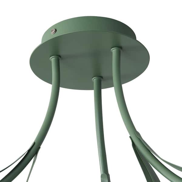 aiwen Green Tulip Modern 22.44 in. 3-Light Floral Semi-Flush
