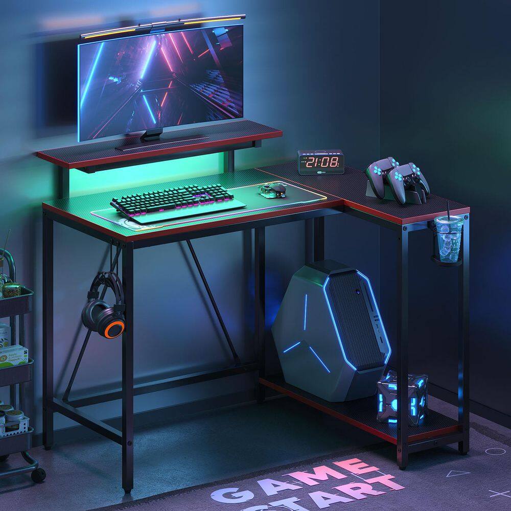 L-Shaped Black Carbon Fiber Gaming Desk - rated 4.7778 stars from 9 reviews