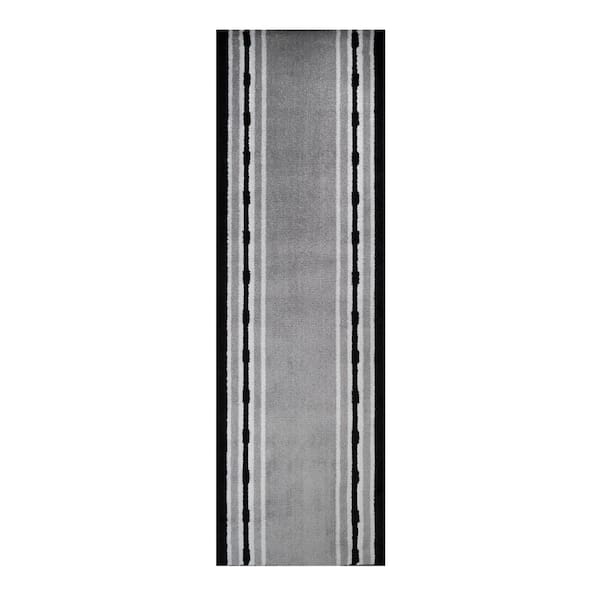 Custom Size Runner Rug Dot Border Black-Gray 26 in. W x 276 in. L Stair Runner 49.83 sq. ft.