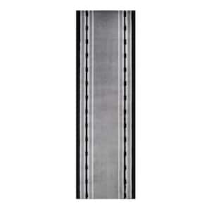 RugStylesOnline Custom Size Runner Rug Dot Border Black-Gray 26 in. W x ...