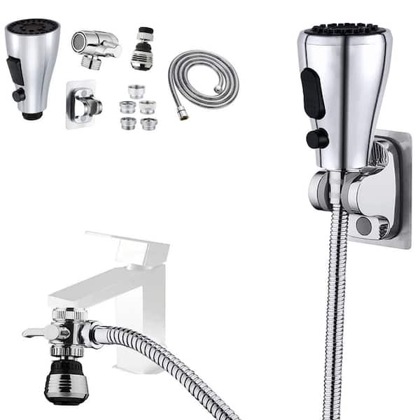 2.5 in. H x 7 in. W x 3.5 in. D Faucet Sink Sprayer Attachment Set with Hose, Faucet Aerator and Brass Diverter Valve