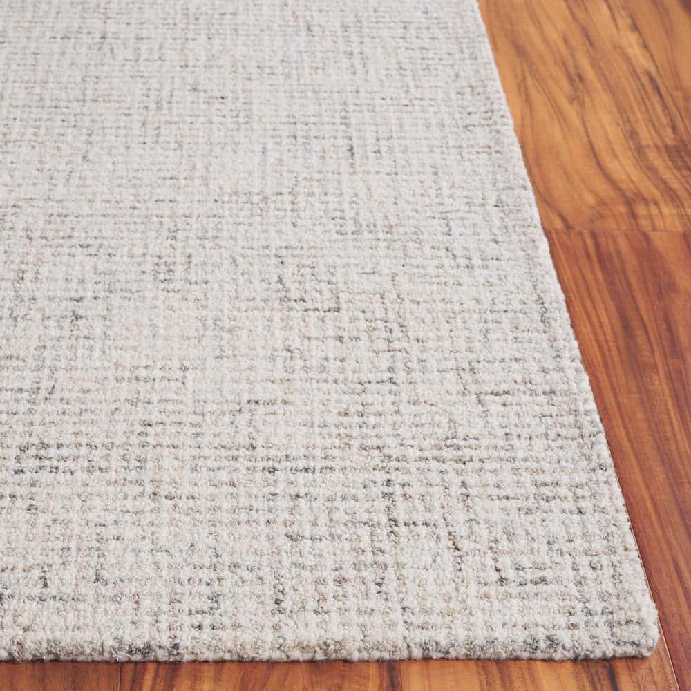 Light Grey and Ivory Hand Tufted Wool Area Rug 3' x 5'