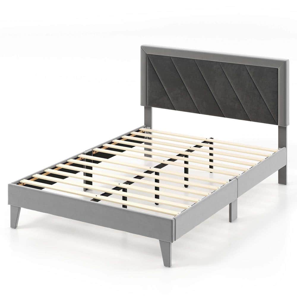 Gray Velvet Tufted Upholstered Full Size Platform Bed Frame with Headboard  and a Big Drawer Storage System WZT-WF296850AAE - The Home Depot