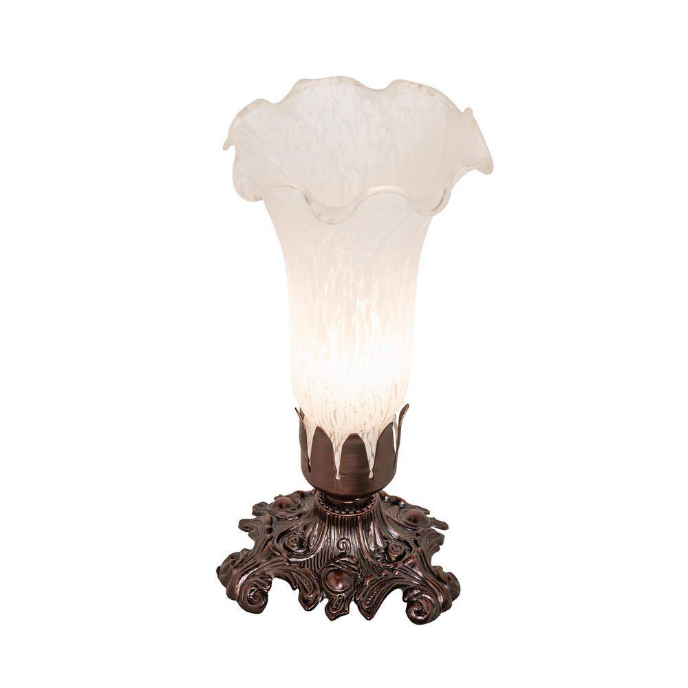 Pond Lily 8 in Mahogany Bronze Novelty Victorian Mini Table Lamp with White Glass Shade price history on PriceWatchPro