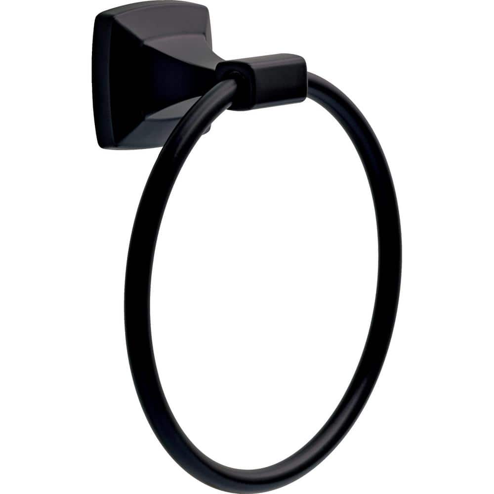 Delta Portwood Wall Mounted Round Closed Towel Ring Bath Hardware Accessory in Matte Black PWD46-MB - The Home Depot