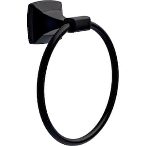 Portwood Wall Mounted Round Closed Towel Ring Bath Hardware Accessory in Matte Black