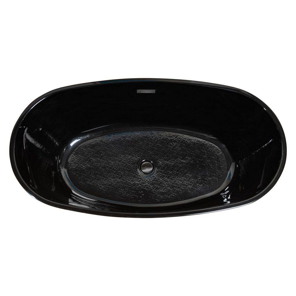 67 in. L x 31.5 in. W Solid Surface Stone Resin Freestanding Soaking Bathtub with Center Drain in Black price history on PriceWatchPro