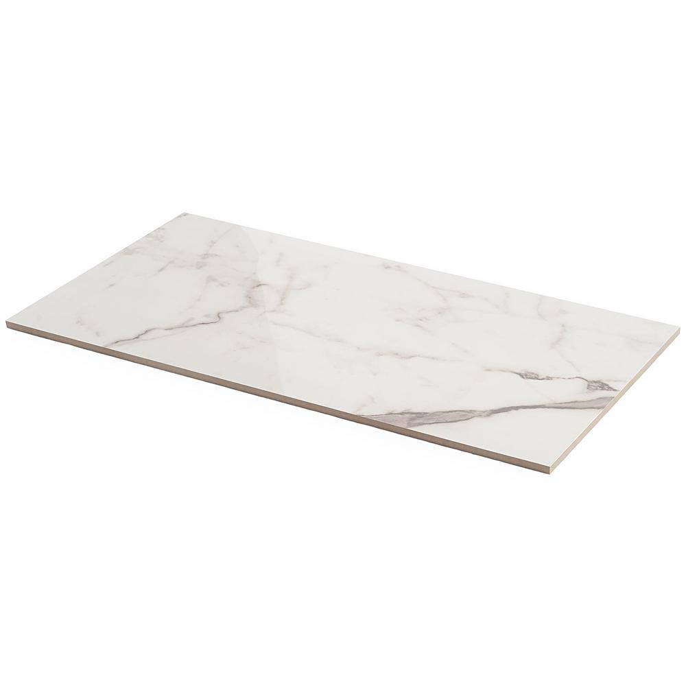 Statuario Venato 12" x 24" Polished Marble Look Porcelain Tile