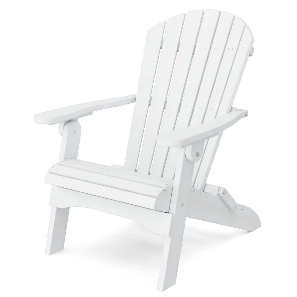 WILDRIDGE Heritage White Plastic Outdoor Folding Adirondack Chair LCC ...