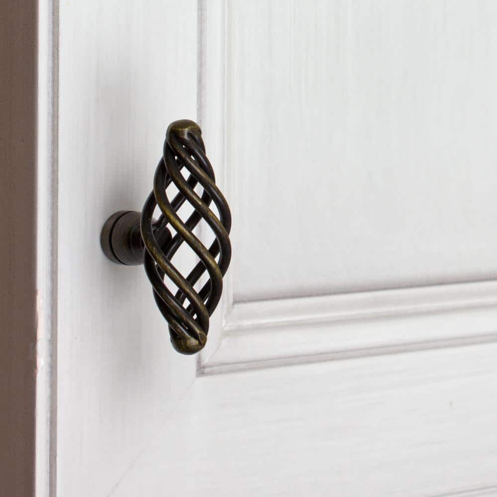 Antique Brass Oval Birdcage Cabinet Knob Multipack with Mounting Hardware