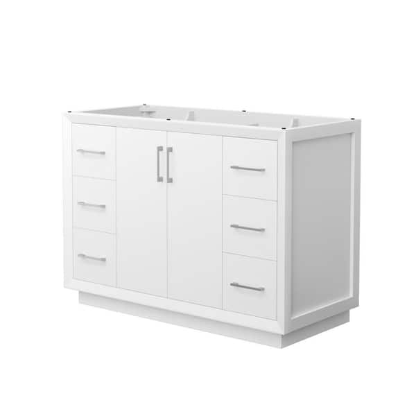Wyndham Collection Strada 47.25 in. W x 21.75 in. D x 34.25 in. H Single Bath Vanity Cabinet without Top in White