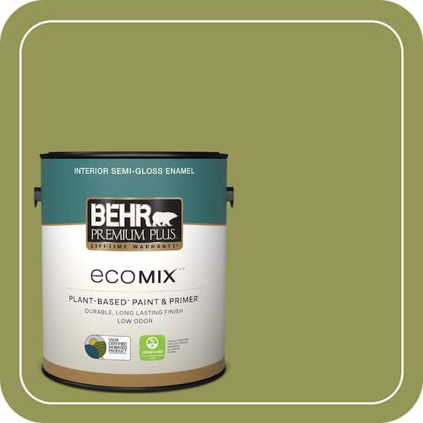 1 gal. #400D-6 Grape Leaves Semi-Gloss Enamel EcoMix Plant-Based Interior Paint & Primer