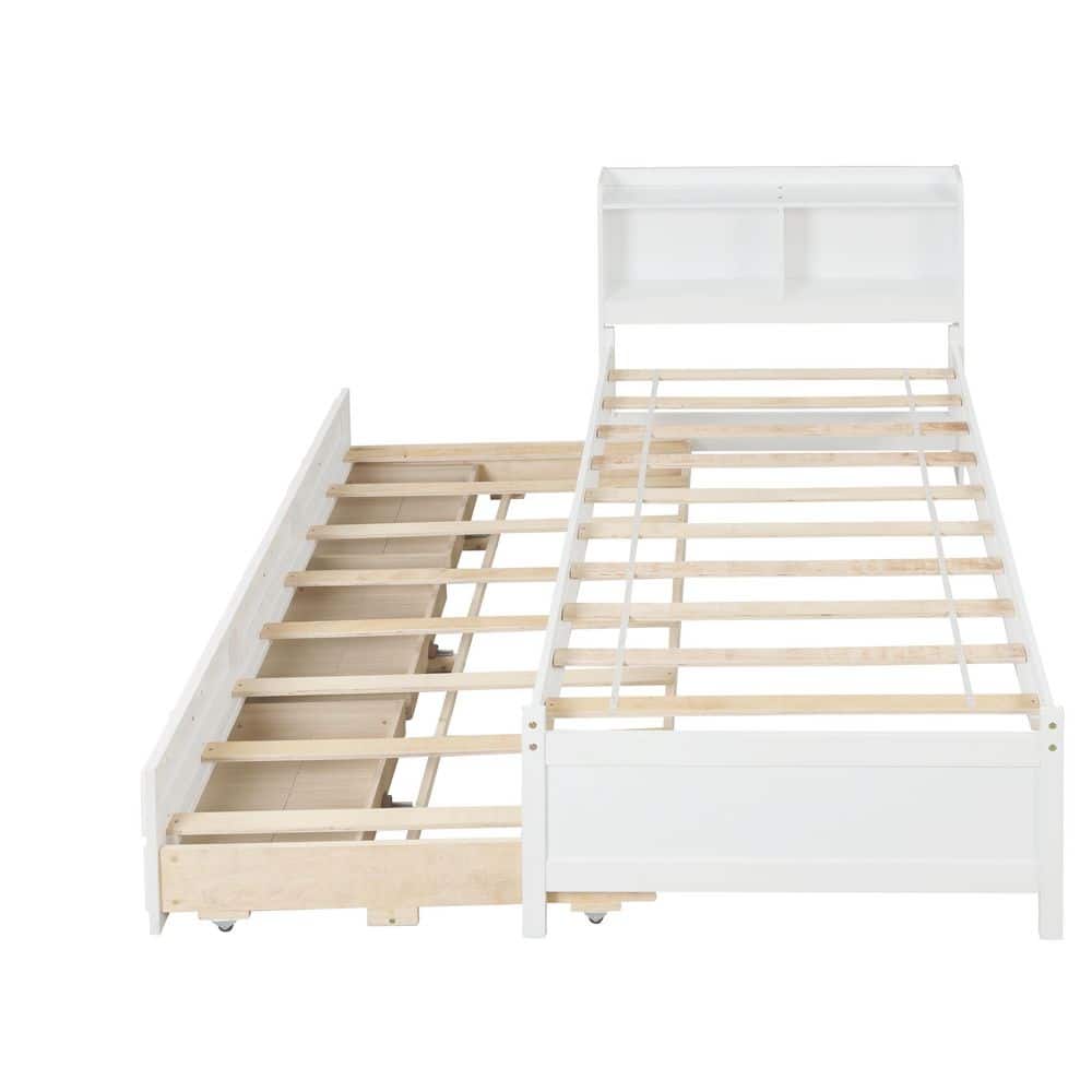 ANBAZAR White Twin Kids Platform Bed with Twin Trundle and 3-Drawers Wood  Kids Bed with Trundle Wood Frame Platform Bed 02786ANNA-K - The Home Depot