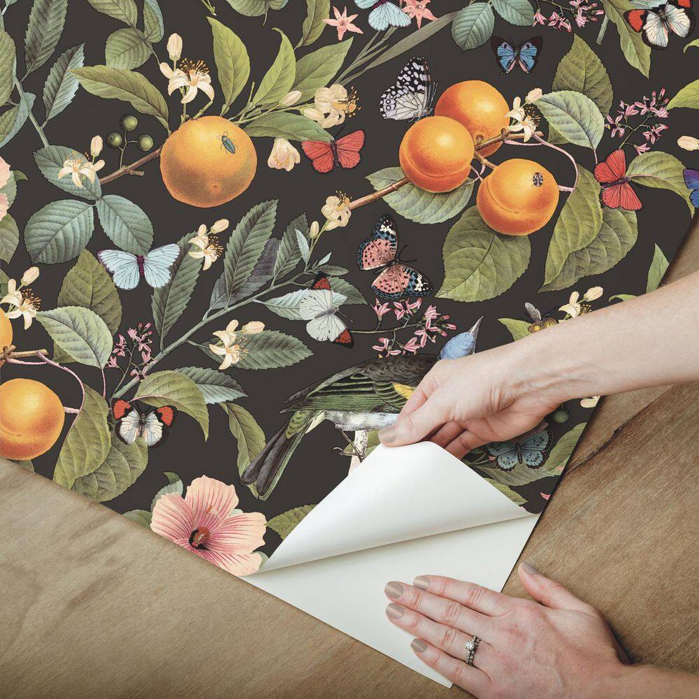 Citrus Botanical Floral Peel and Stick Wallpaper, 20.5" x 18ft