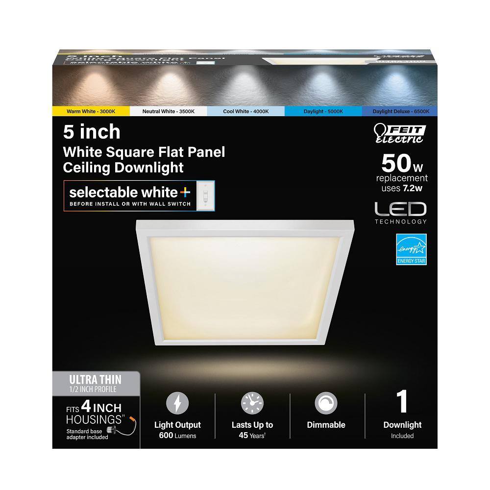 Feit 5-Inch White Aluminum LED Flat Panel Ceiling Light