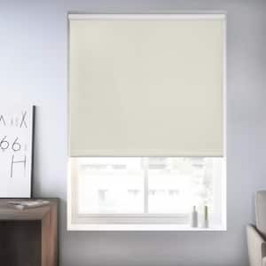Ivory Textured Cordless Blackout Privacy Vinyl Roller Shade 23.25 in. W x 64 in. L