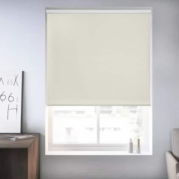 Chicology Ivory Textured Cordless Blackout Privacy Vinyl Roller Shade 46.5 in. W x 64 in. L