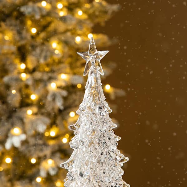 Glitzhome 18.5 in. H Christmas Lighted Acrylic Rotating Table Tree