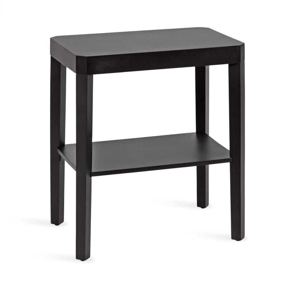 Talcott 22 in. Black Rectangle Solid Wood End Table