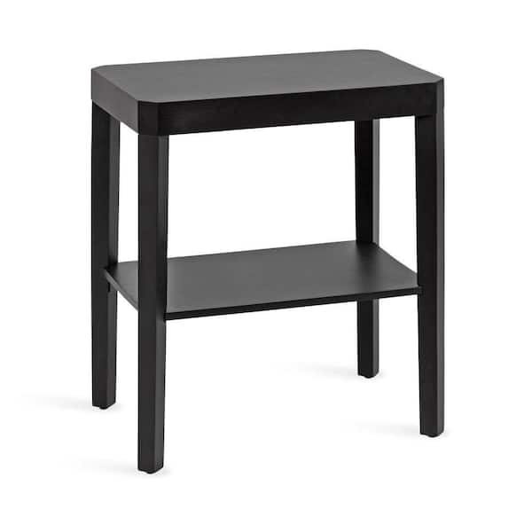 Talcott 22 in. Black Rectangle Solid Wood End Table