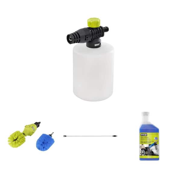 EZClean Power Cleaner Foam Blaster, Spinning Brush, 42 in. Extension Pole and 16 oz. Detergent Refill Combo
