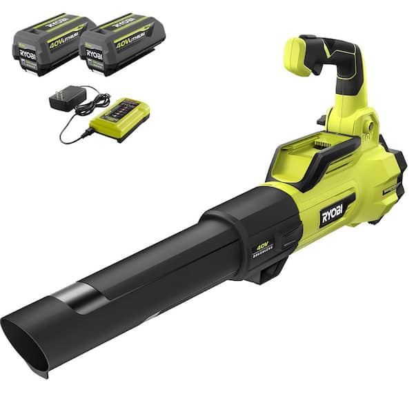 RYOBI RY40470-2B 40V Brushless 125 MPH 550 CFM Cordless Battery Whisper Series Jet Fan Blower with (2) 4.0 Ah Batteries and Charger - 1