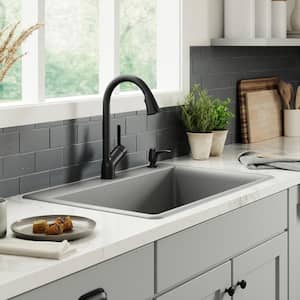 Kennon Neoroc Matte Grey Granite Composite 33 in. 1-Hole Single Bowl Drop-In/Undermount Kitchen Sink
